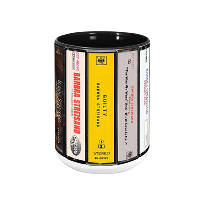 Barbra Streisand Albums Cassette Retro Collection Accent Mug