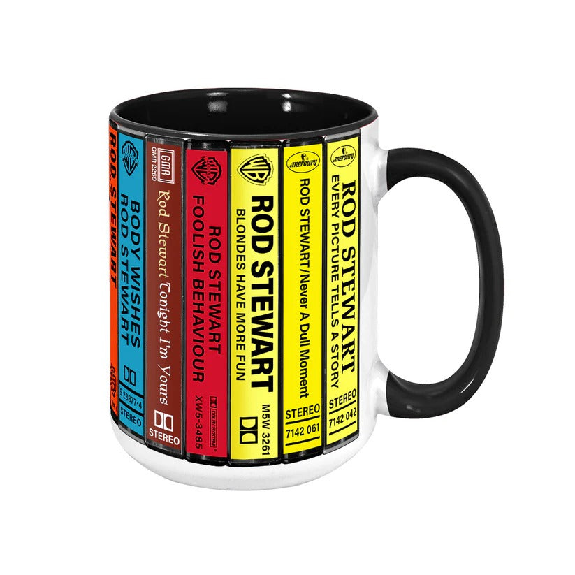 Rod Stewart Albums Cassette Collection Retro Accent Mug