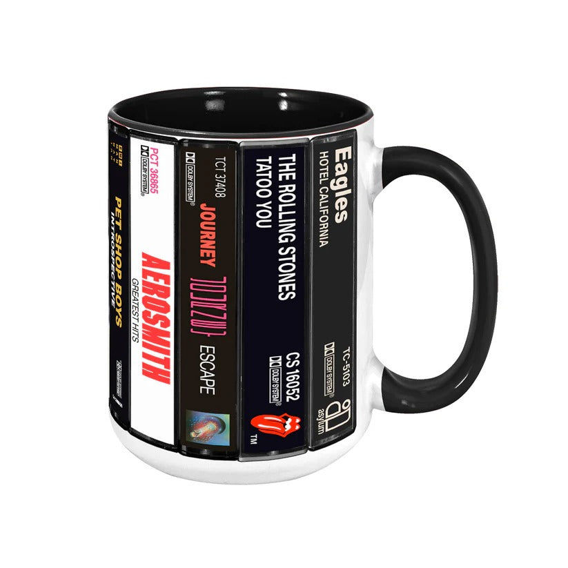 80's Rock Albums Cassette Collection Retro Accent Mug