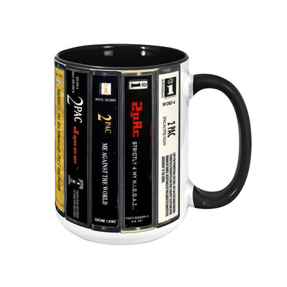 Tupac Albums Cassette Collection Retro Accent Mug