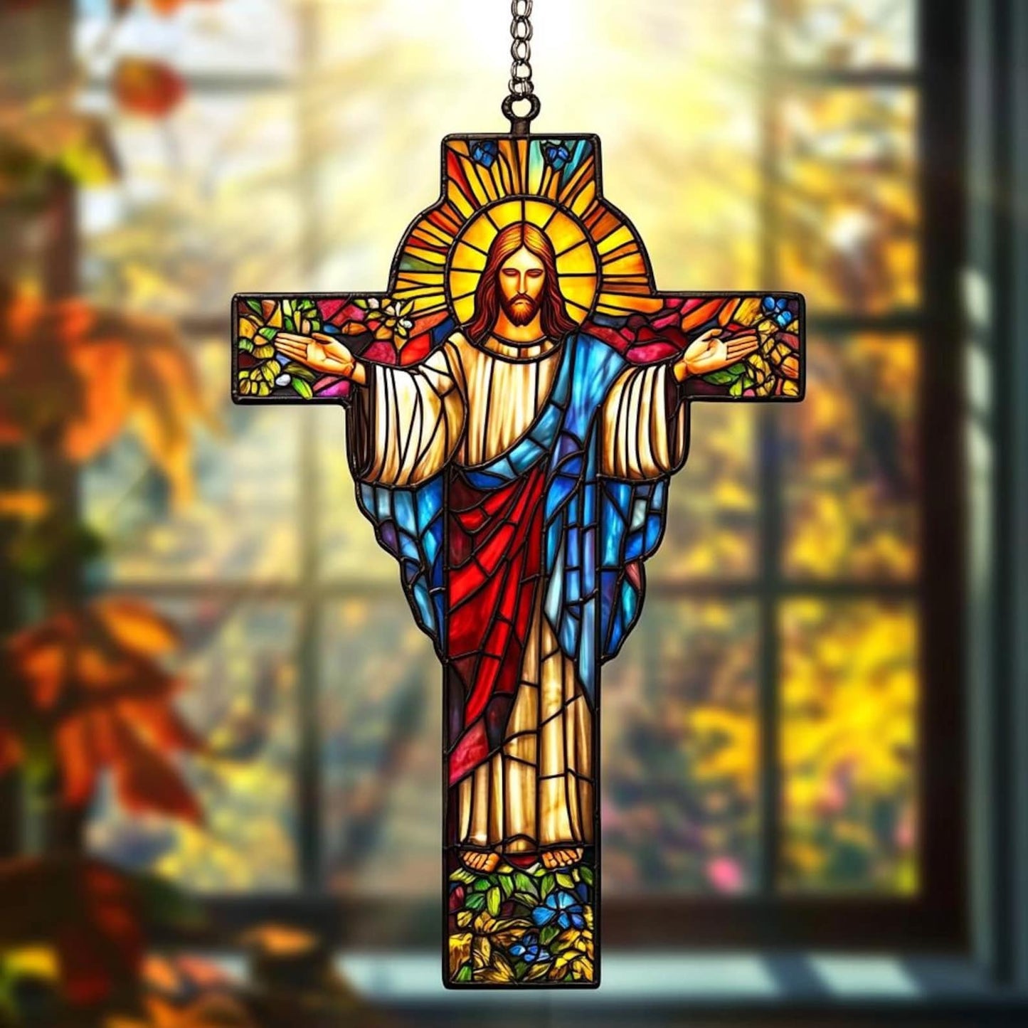Jesus Suncatcher, Christian Acrylic Suncatcher Window