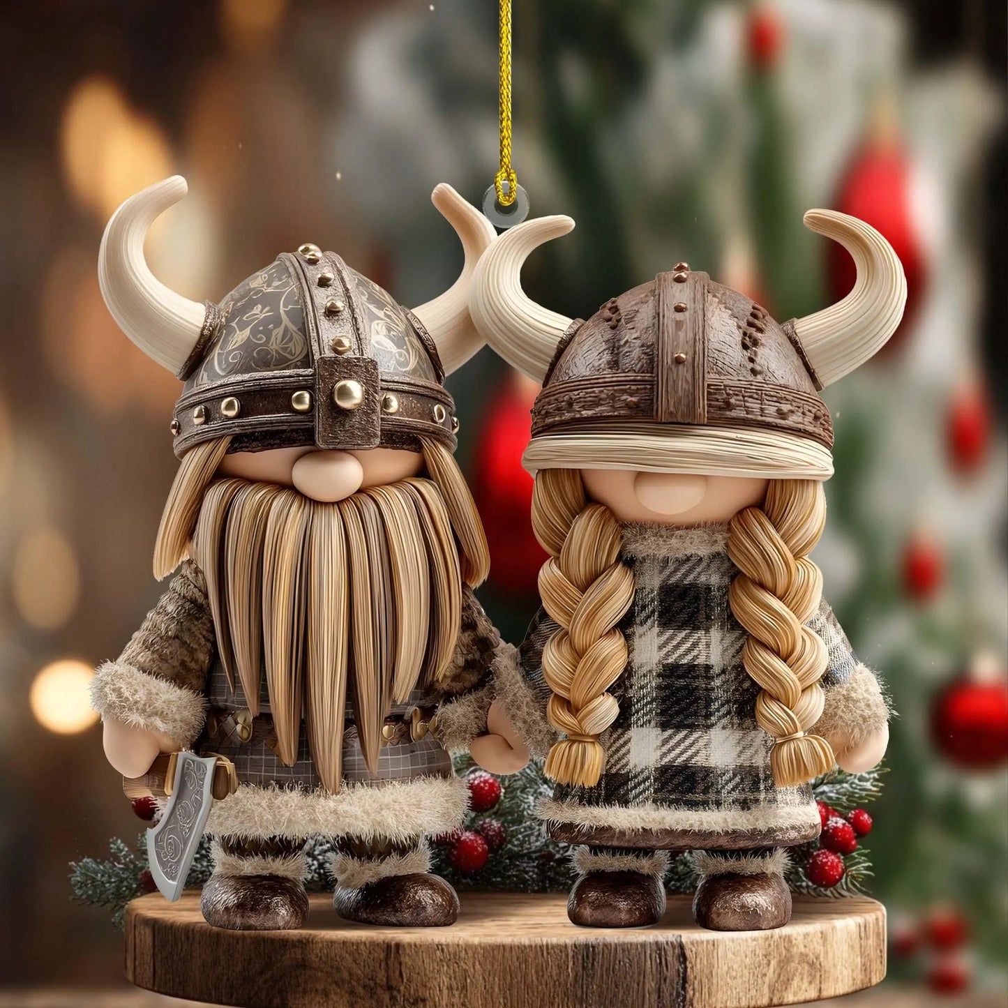 Personalized Couple Name Viking Gnome Ornament
