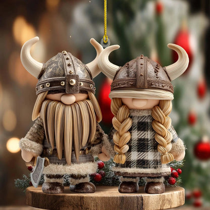 Personalized Couple Name Viking Gnome Ornament