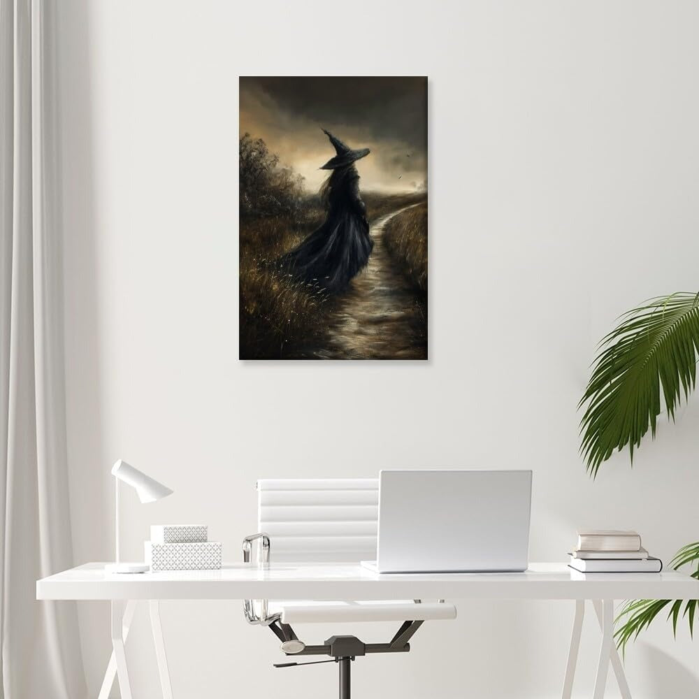 Witch Canvas, Witch Halloween Poster, Wall Decor