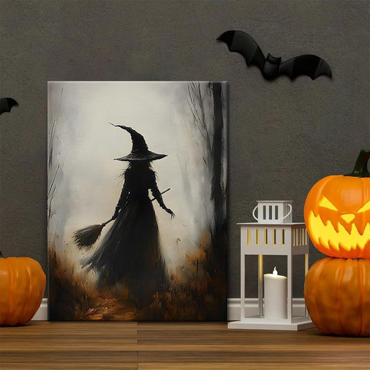 Vintage Witchy Wall Art, Witch Canvas, Witch Halloween Poster, Wall Decor