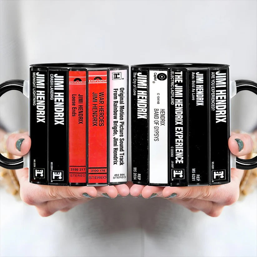 Jimi Hendrix Albums Cassette Collection Retro Accent Mug