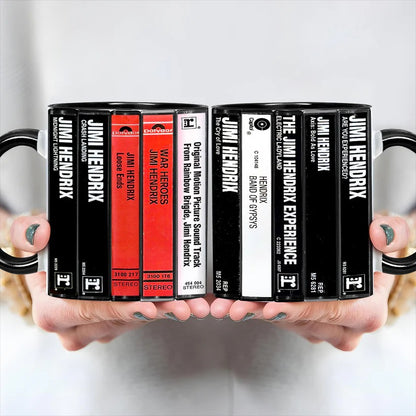 Jimi Hendrix Albums Cassette Collection Retro Accent Mug