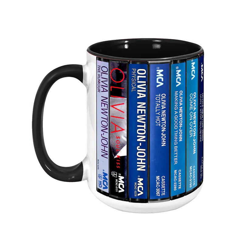 Olivia Newton-John Albums Cassette Collection Retro Accent Mug