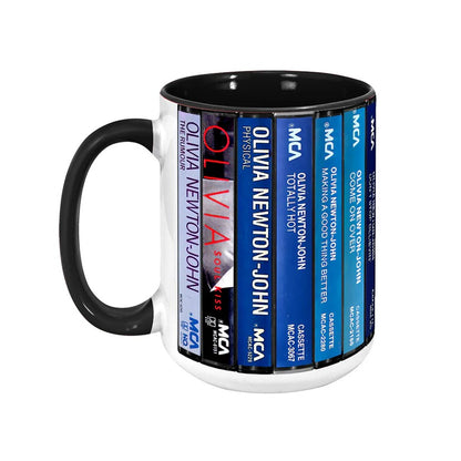 Olivia Newton-John Albums Cassette Collection Retro Accent Mug