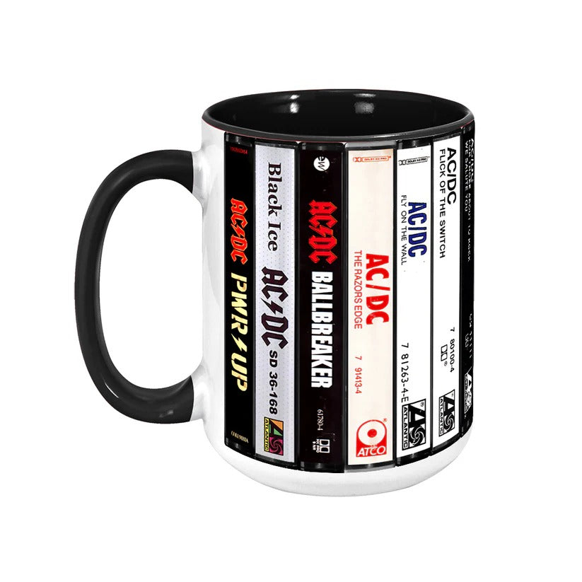 AC_DC Albums Cassette Collection Retro Accent Mug