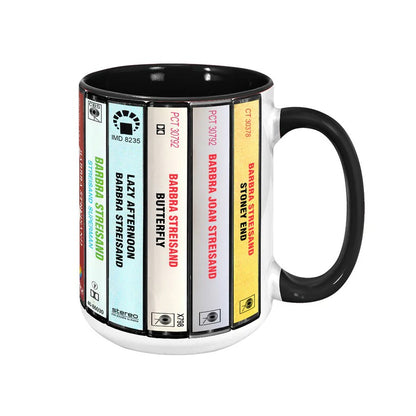 Barbra Streisand Albums Cassette Collection Retro Accent Mug