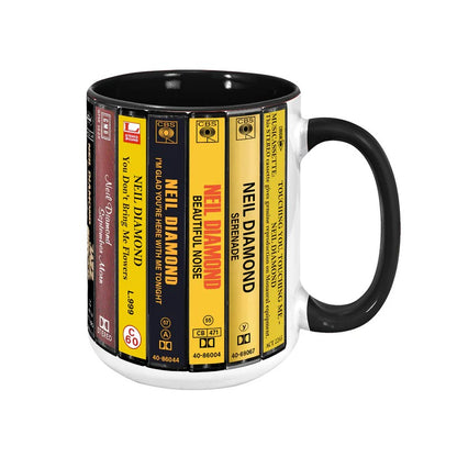 Neil Diamond Albums Cassette Collection Retro Accent Mug