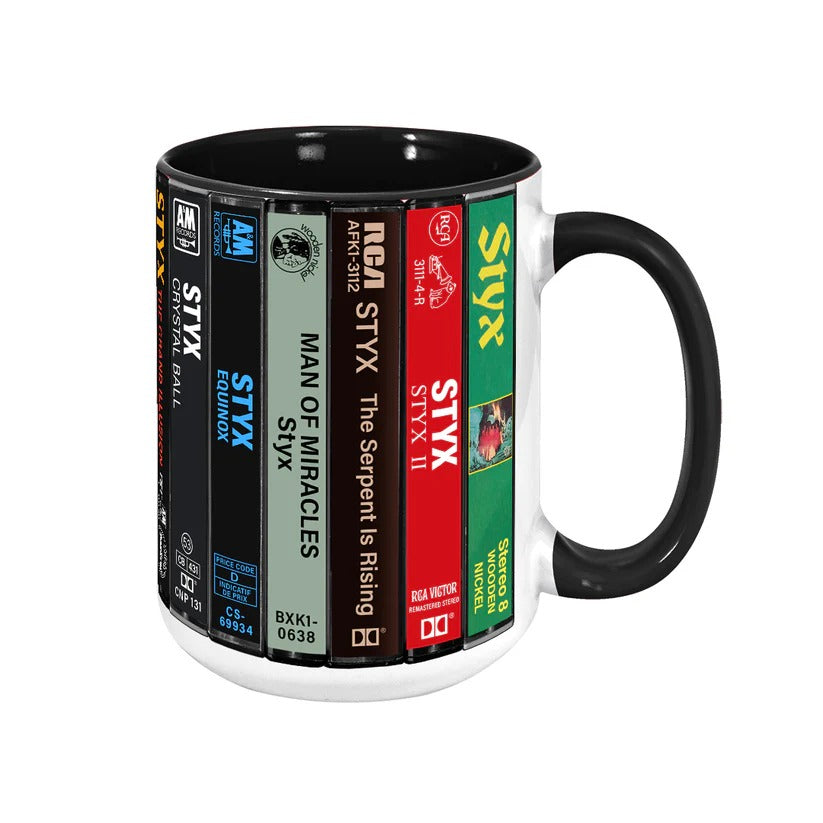 Styx & Dennis DeYoung Albums Cassette Collection Retro Accent Mug
