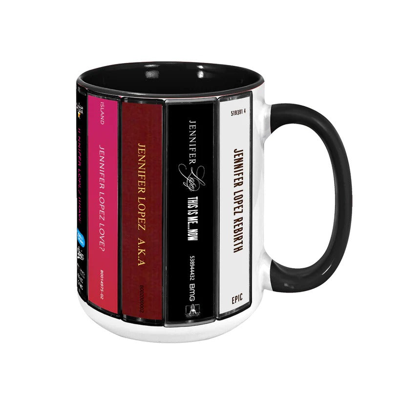 Jennifer Lopez Albums Cassette Collection Retro Accent Mug