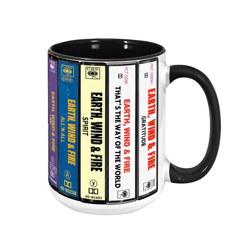 Earth, Wind and Fire Albums Cassette Collection Retro Accent Mug