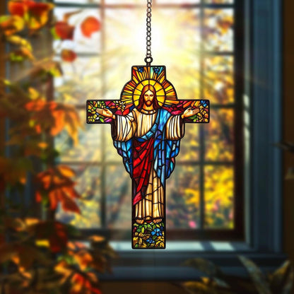 Jesus Suncatcher, Christian Acrylic Suncatcher Window