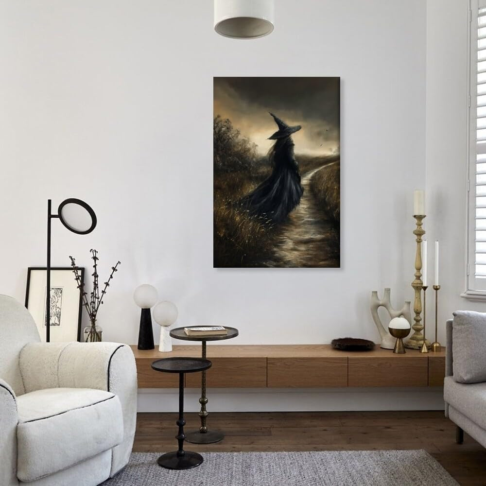 Witch Canvas, Witch Halloween Poster, Wall Decor