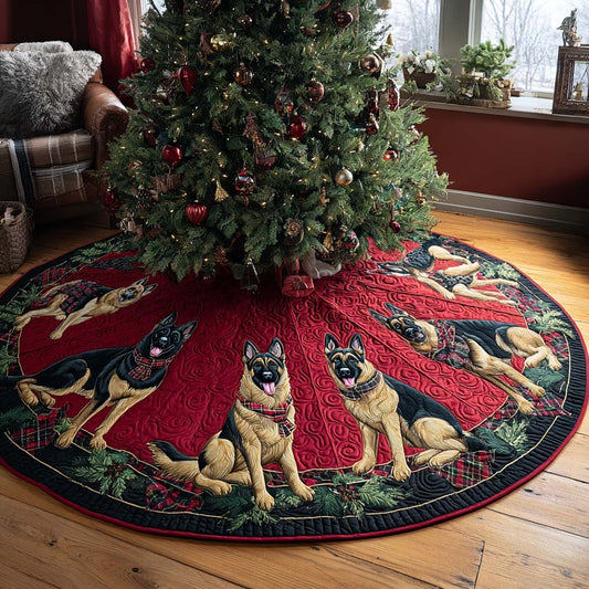 Winter Guardian Quilted Christmas Tree Skirt
