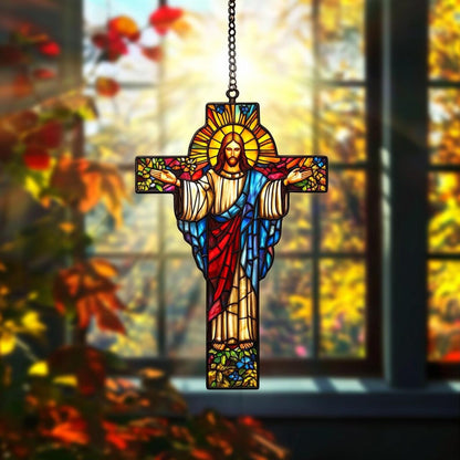 Jesus Suncatcher, Christian Acrylic Suncatcher Window