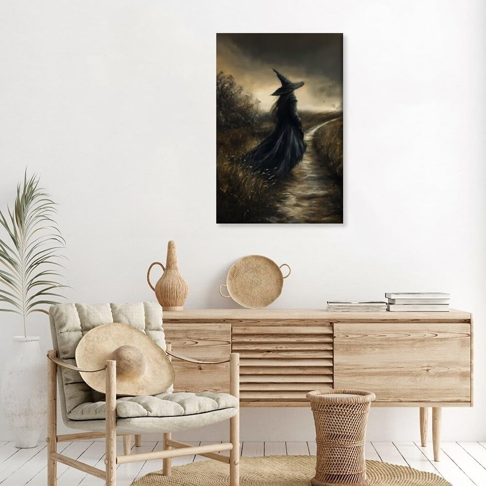 Witch Canvas, Witch Halloween Poster, Wall Decor
