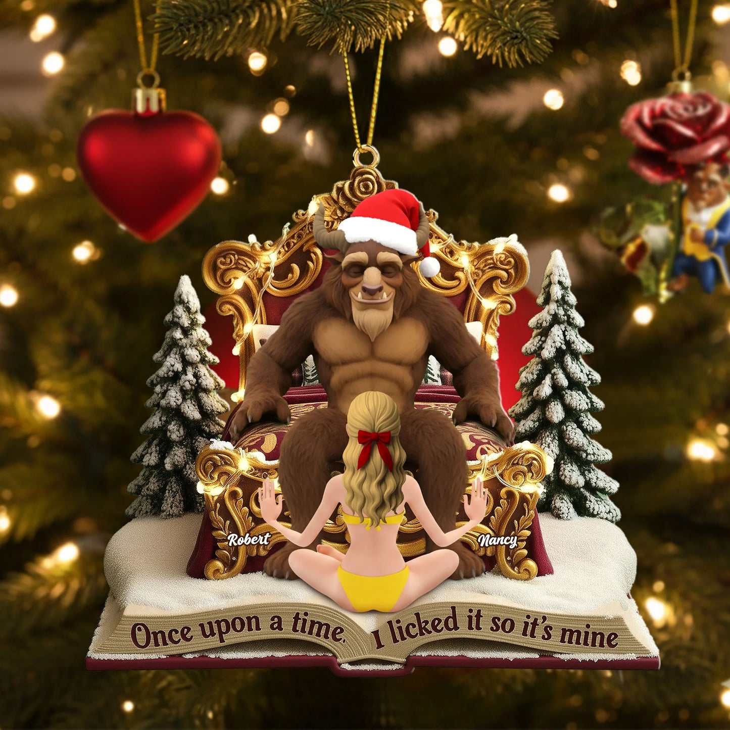 Cheeky Fairytale Couple Ornament - Personalized Couple Ornament