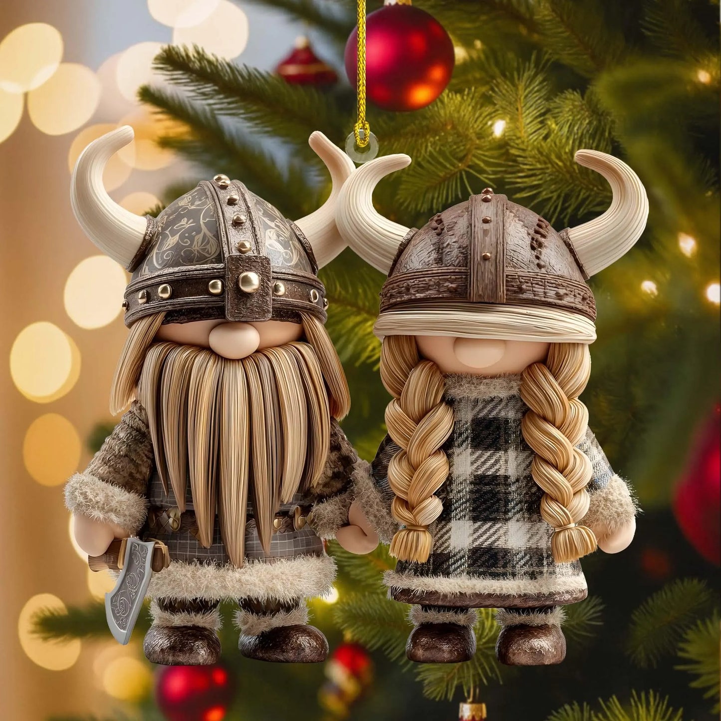 Personalized Couple Name Viking Gnome Ornament