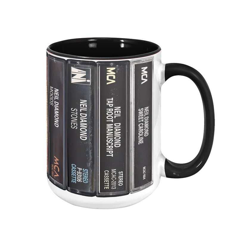 Neil Diamond Albums Cassette Retro Collection Accent Mug