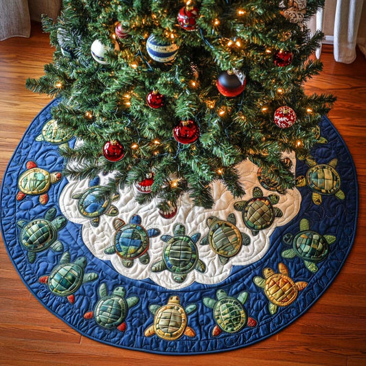 Coastal Harmony Christmas Quilted Tree Skirt