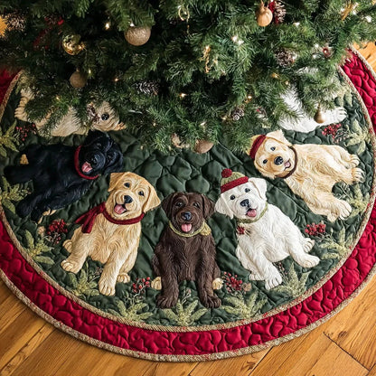 Labrador Retriever Cheer Quilted Christmas Tree Skirt