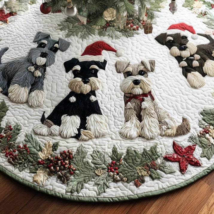 Santa Schnauzer Quilted Christmas Tree Skirt
