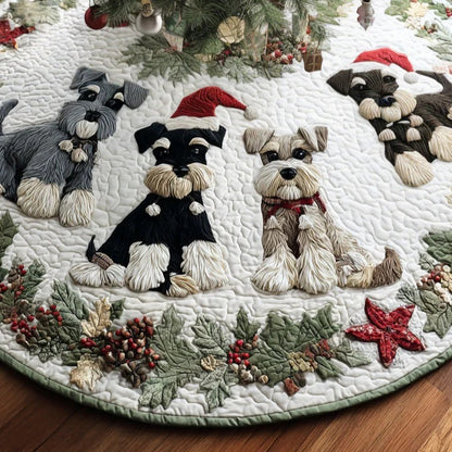 Santa Schnauzer Quilted Christmas Tree Skirt
