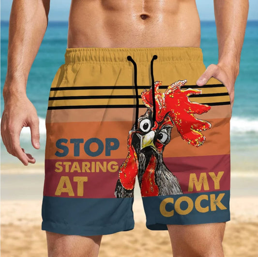 Chicken Stop Staring At My Cock  - Beach Short Quick Dry