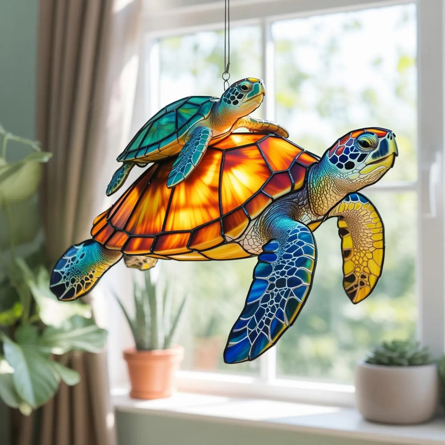 Turtle Mom and Baby - Personalized Acrylic Window