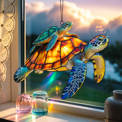 Turtle Mom and Baby - Personalized Acrylic Window