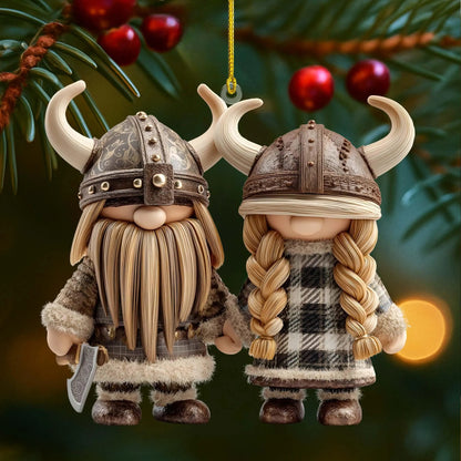 Personalized Couple Name Viking Gnome Ornament