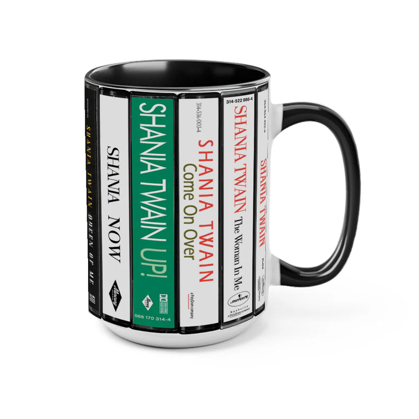 Shania Twain Albums Cassette Collection Retro Accent Mug