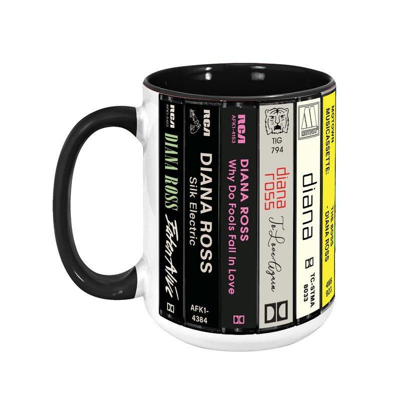 Diana Ross Albums Cassette Collection Retro Accent Mug