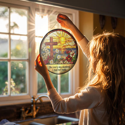 Christian Cross Suncatcher, Christian Stained Glass