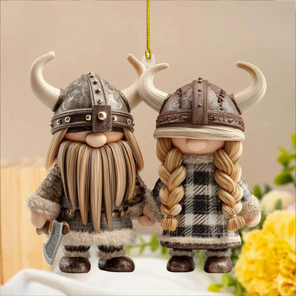 Personalized Couple Name Viking Gnome Ornament