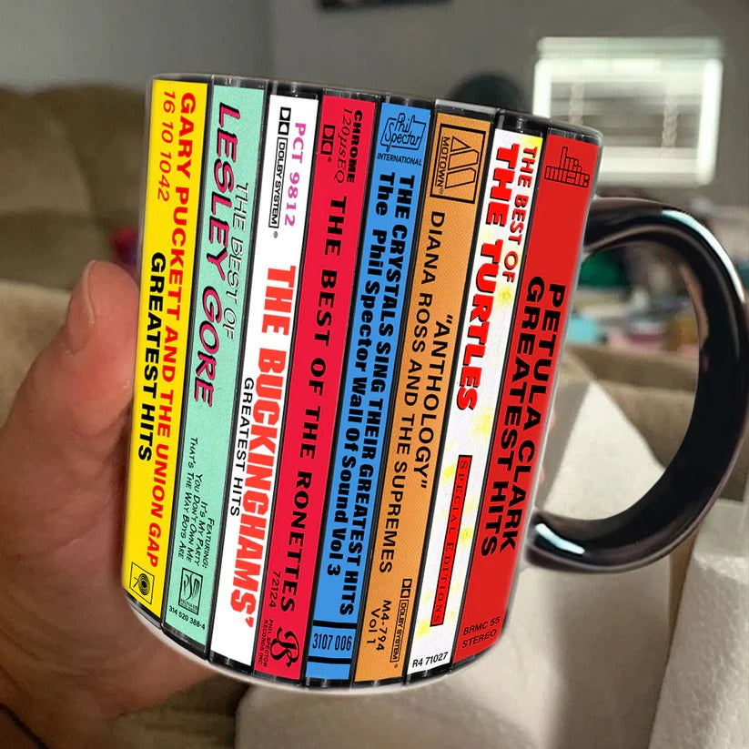 60s Pop Albums Cassette Collection Retro Accent Mug