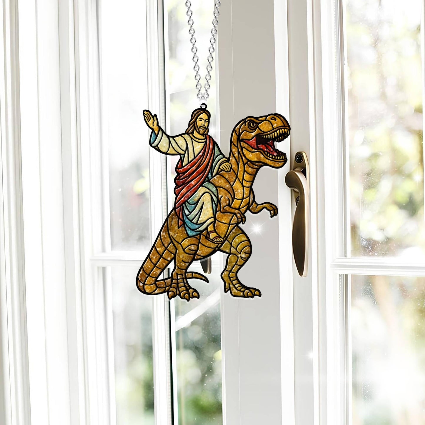 Funny Jesus Suncatcher, Christian Acrylic Suncatcher Window