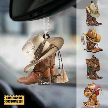 Personalized BOOTS AND HAT COWBOY Acrylic Ornament