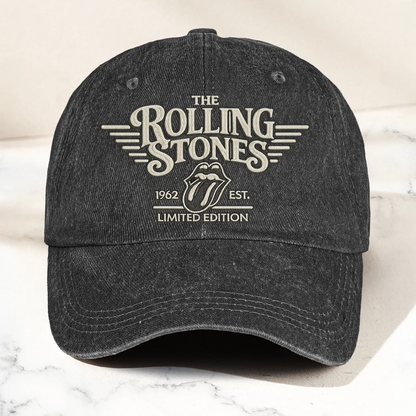 The Rolling Stones Tongue Logo Est 1962 Denim Cap – Retro Vintage Dad Cap Gift For Dad