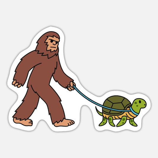 Bigfoot Sasquatch Walking Turtle on Sticker