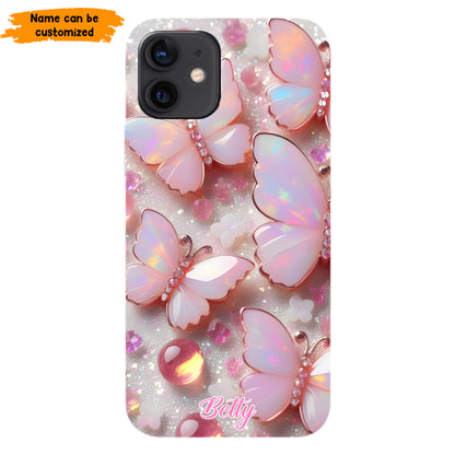 Personalized Pink Opal Butterfly Phone Case