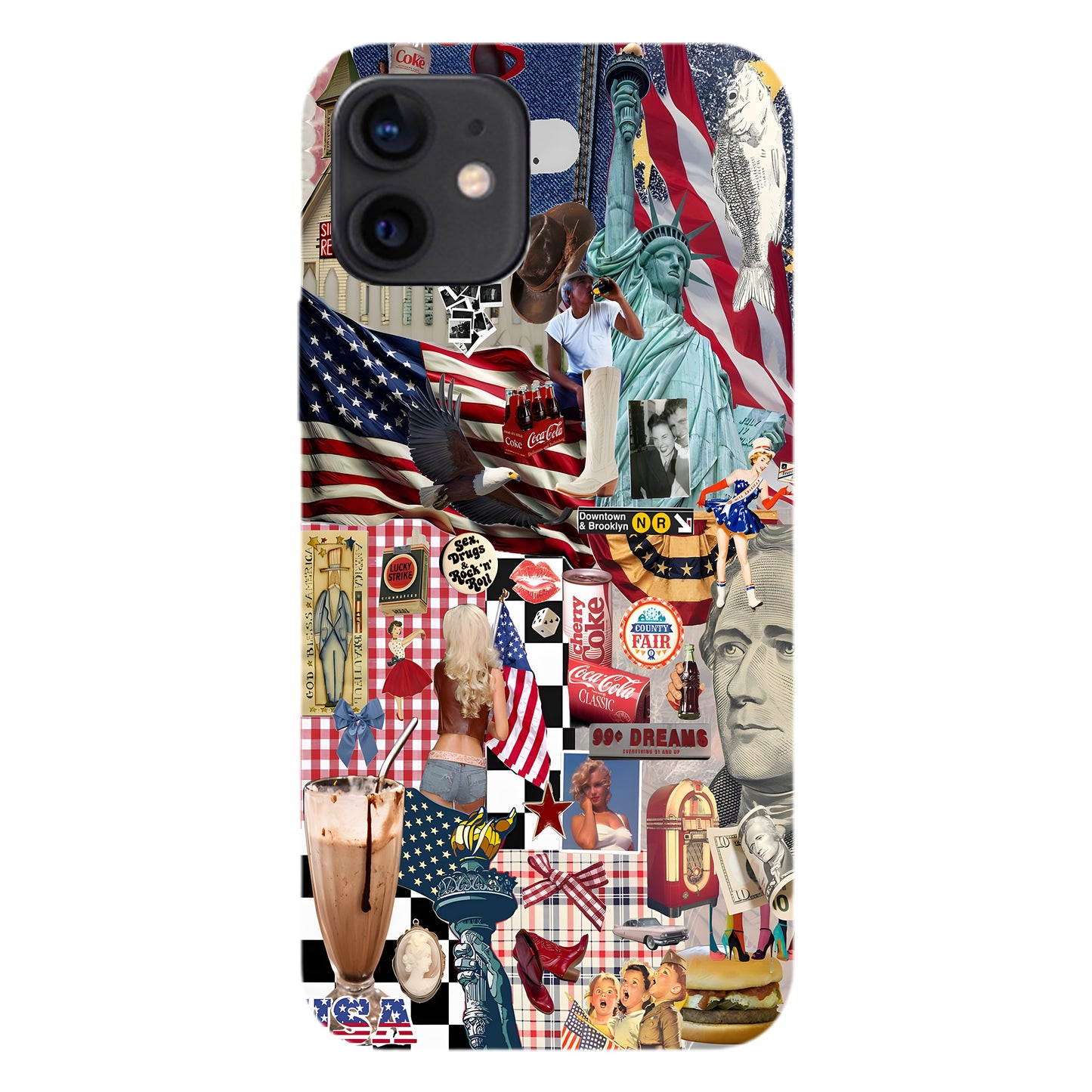 American Dream Collage – Retro Patriotic Phone Case