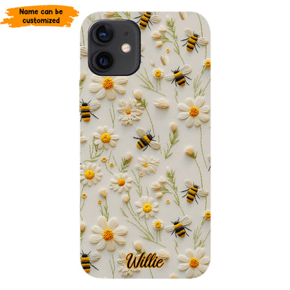 Bee & Daisy Floral - Personalized Phone Case