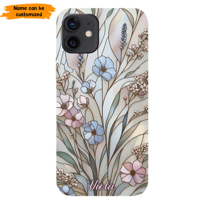 Wildflower Stained Glass Effect  – Personalized Flower Phone Case