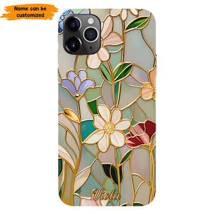 Personalized Wildflower Stained Glass Effect Phone Case