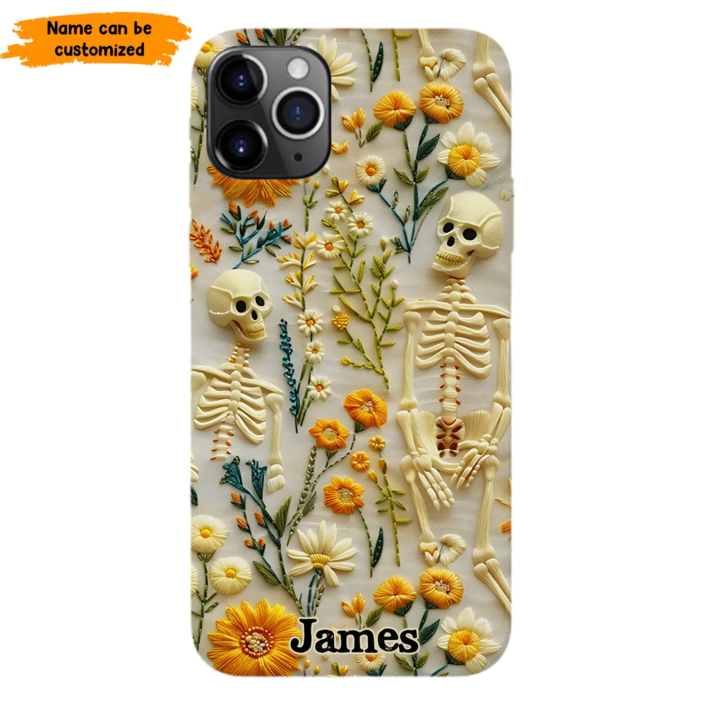 Personalized Skeleton Flower Phone Case